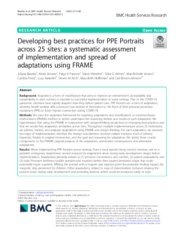 (PDF) Developing best practices for PPE Portraits across 25 sites: a ...