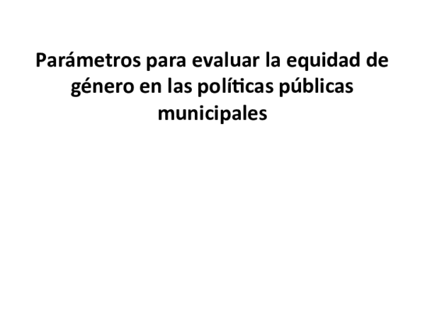 (PPT) Parámetros para evaluar la equidad de género en | Veronica