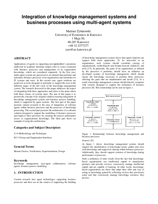 (PDF) Integration of knowledge management systems and business ...