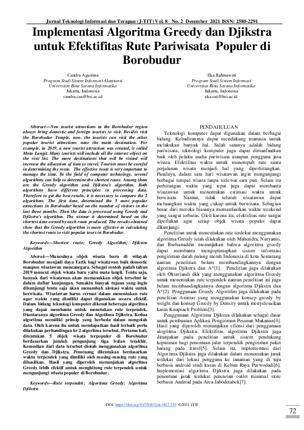 (PDF) Implementasi Algoritma Greedy dan Djikstra untuk Efektifitas Rute ...