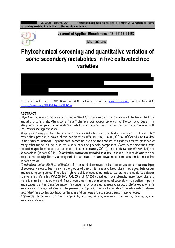 (PDF) Phytochemical screening and quantitative variation of some ...