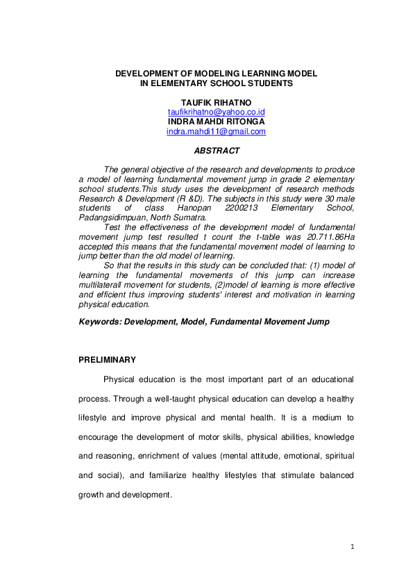 (PDF) Development of Modeling Learning Model in Elementary School Students