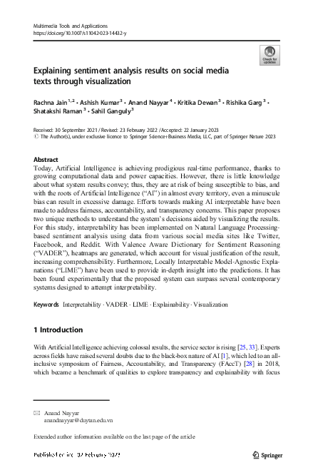 (PDF) Explaining sentiment analysis results on social media texts ...