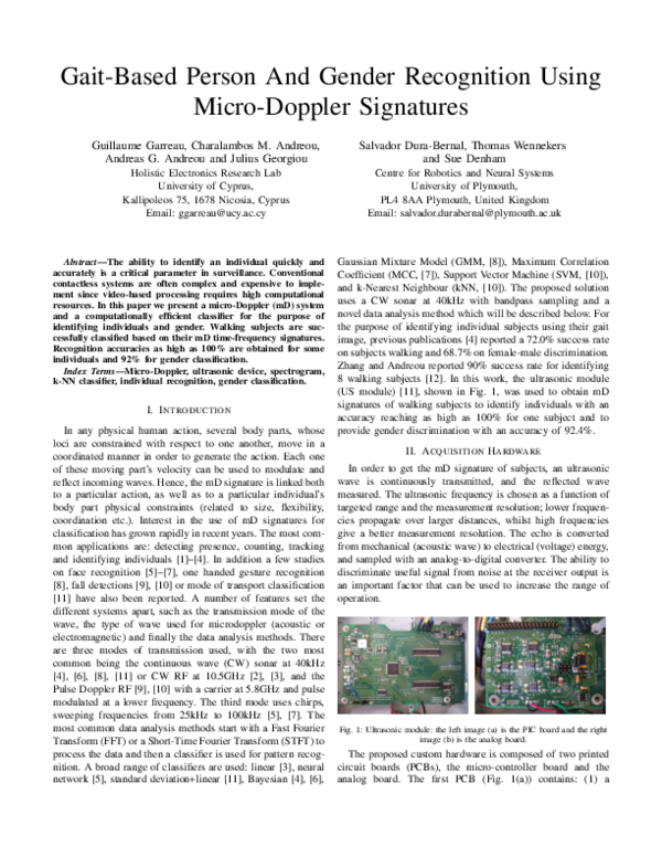 (PDF) Gait-based person and gender recognition using micro-doppler ...