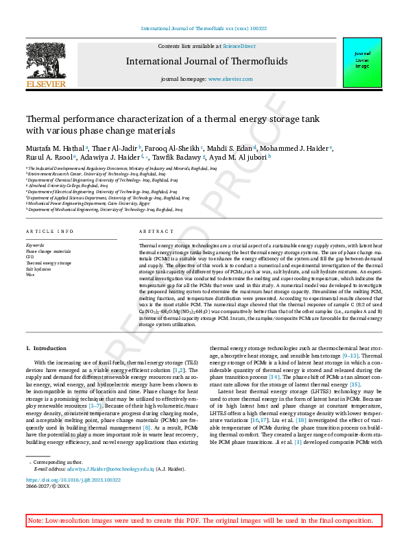 (PDF) Thermal performance characterization of a thermal energy storage ...