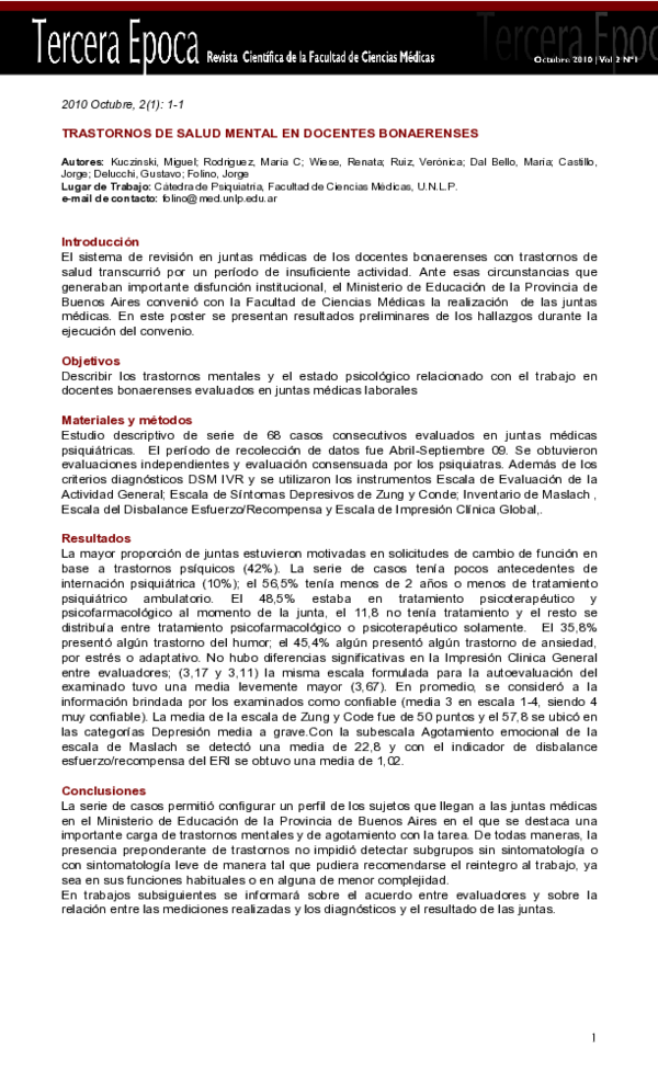 (PDF) Trastornos de salud mental en docentes bonaerenses