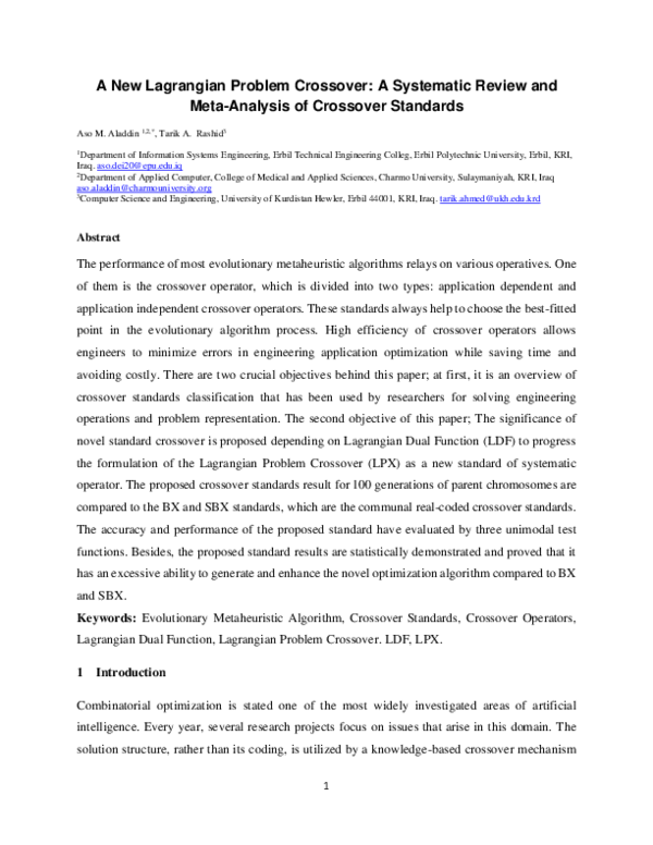 (PDF) A New Lagrangian Problem Crossover: A Systematic Review and Meta ...
