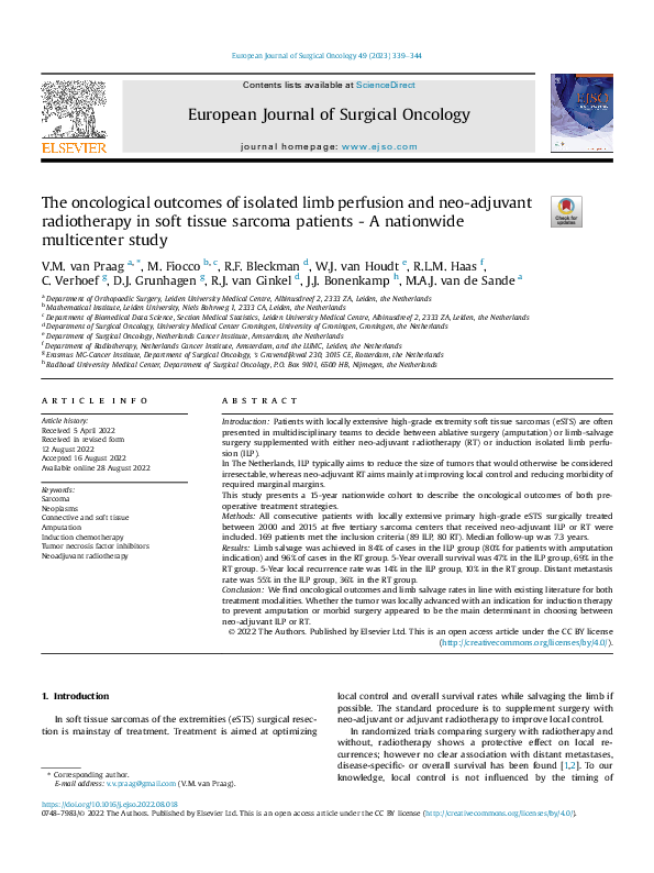(PDF) The oncological outcomes of isolated limb perfusion and neo ...