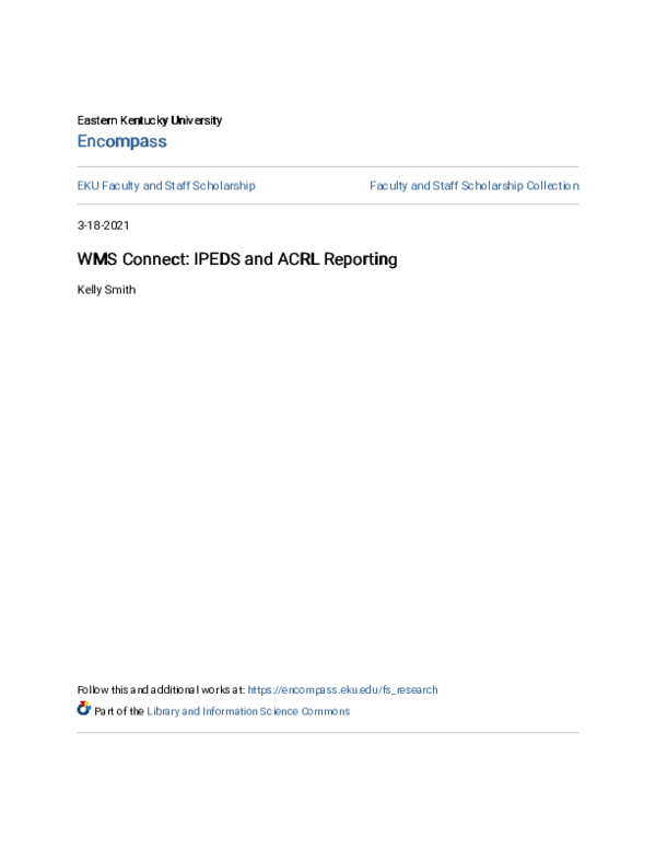 (PDF) WMS Connect: IPEDS and ACRL Reporting