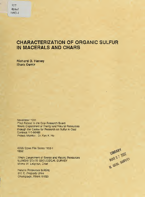 (PDF) Characterization of the organic sulfur in macerals and chars