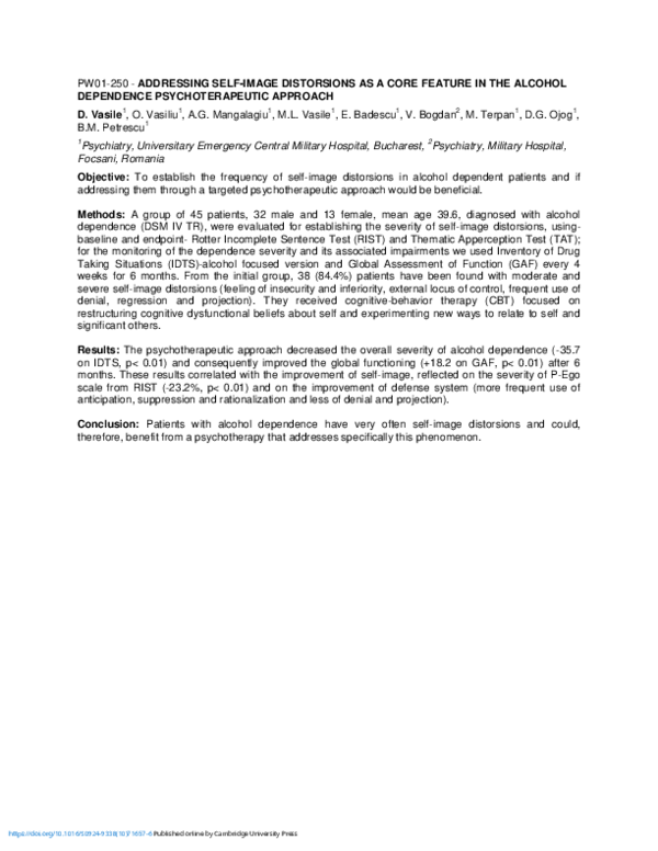 (PDF) PW01-250 - Addressing Self-image Distorsions As a Core Feature In ...