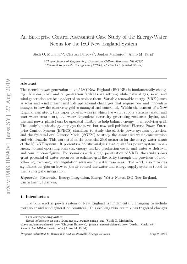 (PDF) An enterprise control assessment case study of the energywater