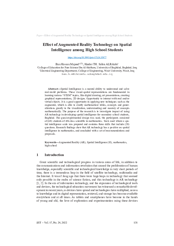 (PDF) Effect of Augmented Reality Technology on Spatial Intelligence ...