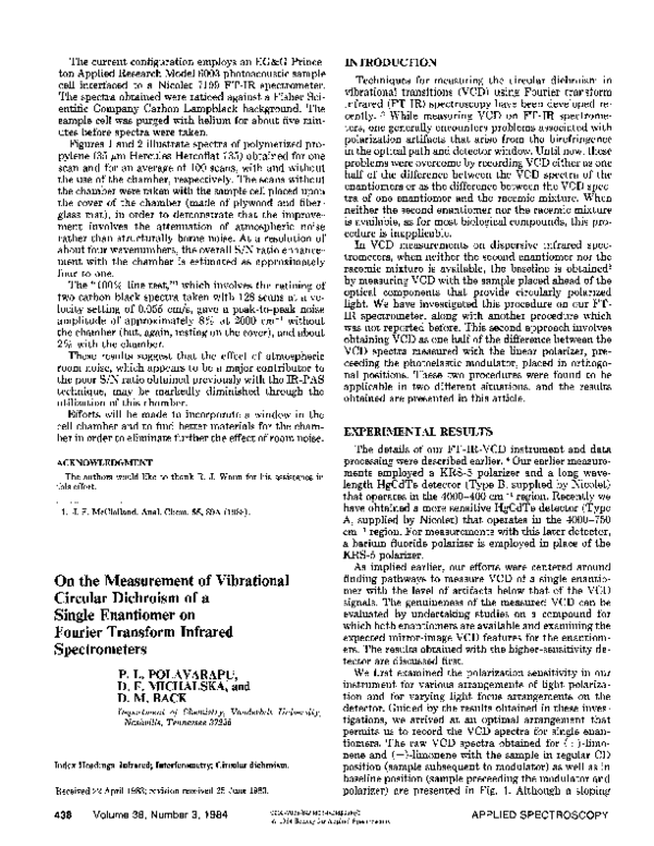 (PDF) On the Measurement of Vibrational Circular Dichroism of a Single ...