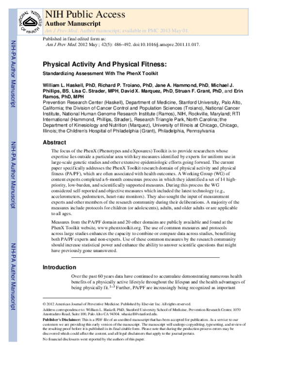 (PDF) Physical Activity and Physical Fitness