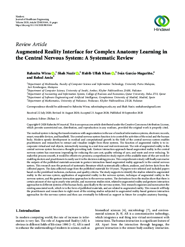 (PDF) Augmented Reality Interface for Complex Anatomy Learning in the ...