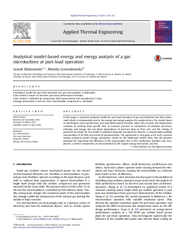 (PDF) Analytical model-based energy and exergy analysis of a gas ...