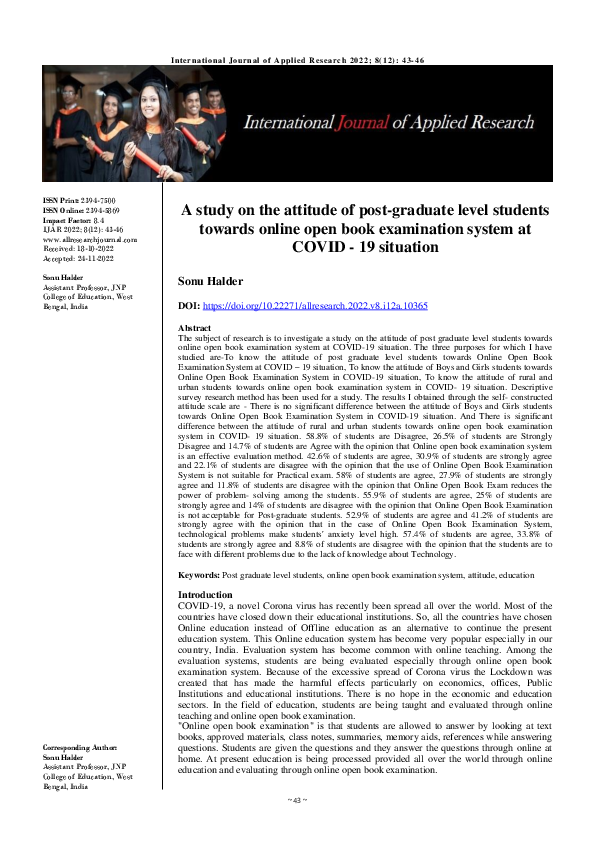 (PDF) A study on the attitude of post-graduate level students towards ...