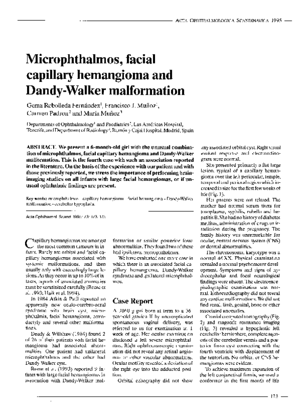 (PDF) Microphthalmos, facial capillary hemangioma and Dandy-Walker ...