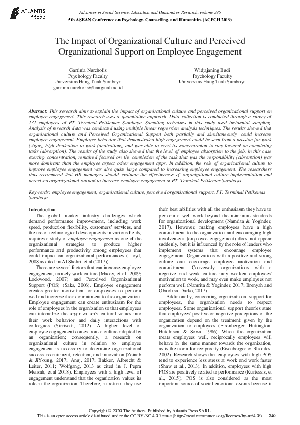 (PDF) The Impact of Organizational Culture and Perceived Organizational ...