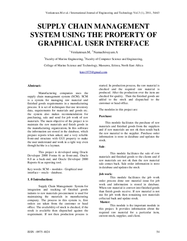 (PDF) Supply Chain Management System Using the Property of Graphical ...