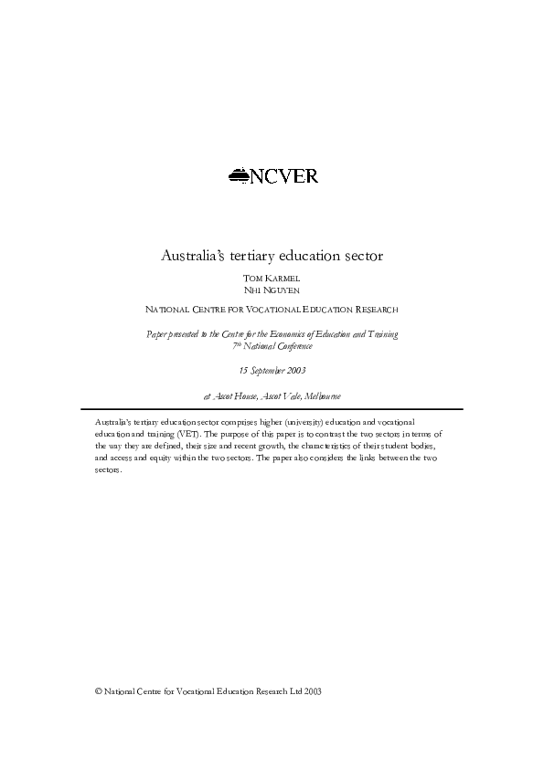 (PDF) Australia's tertiary education sector