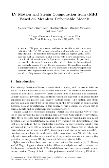 (PDF) LV Motion and Strain Computation from tMRI Based on Meshless ...