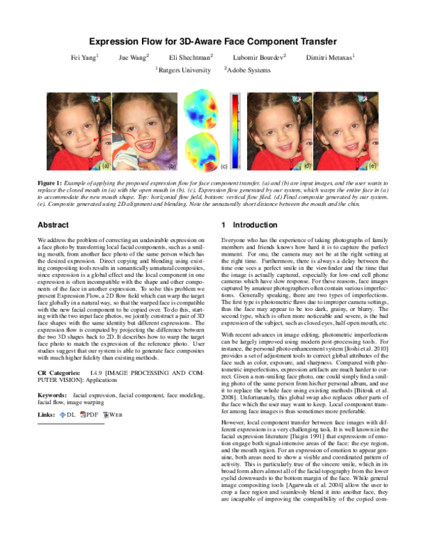 (PDF) Expression flow for 3D-aware face component transfer