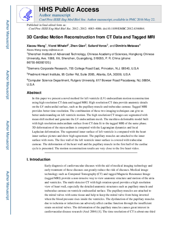 (PDF) 3D cardiac motion reconstruction from CT data and tagged MRI