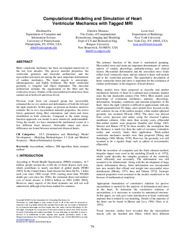 (PDF) Computational Modeling and Simulation of Heart Ventricular ...
