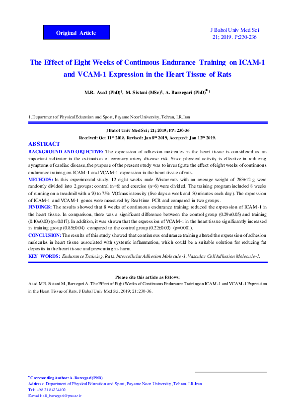 (PDF) The Effect of Eight Weeks of Continuous Endurance Training on ...
