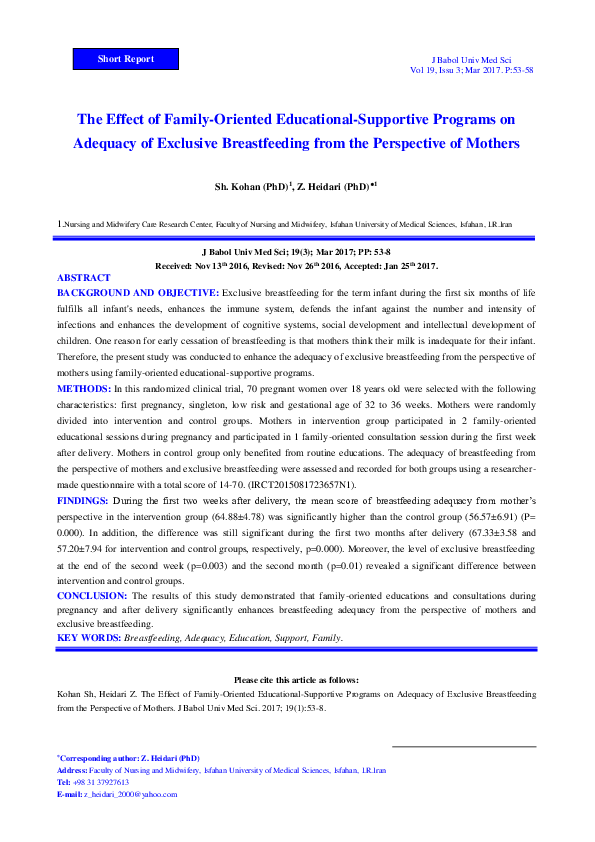 (PDF) The Effect of Family-Oriented Educational-Supportive Programs on ...