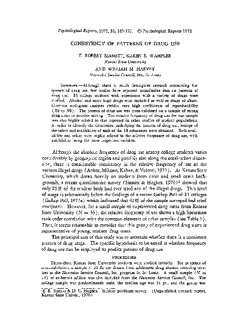 (PDF) Consistency of Patterns of Drug Use