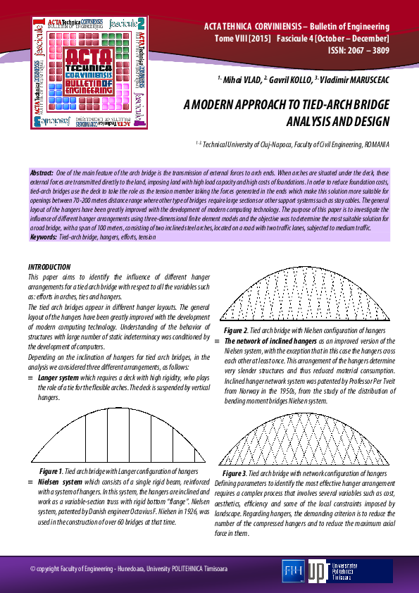 (PDF) A Modern Approach to TiedArch Bridge Analysis and Design Mihai