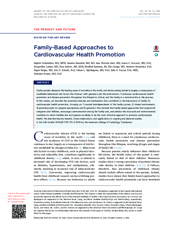 (PDF) Family-Based Approaches to Cardiovascular Health Promotion