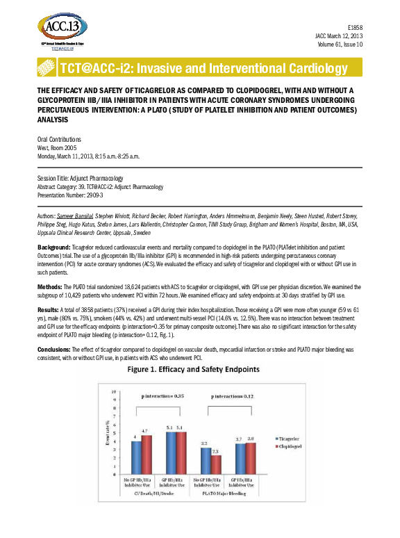 (PDF) The Efficacy and Safety of Ticagrelor as Compared to Clopidogrel ...