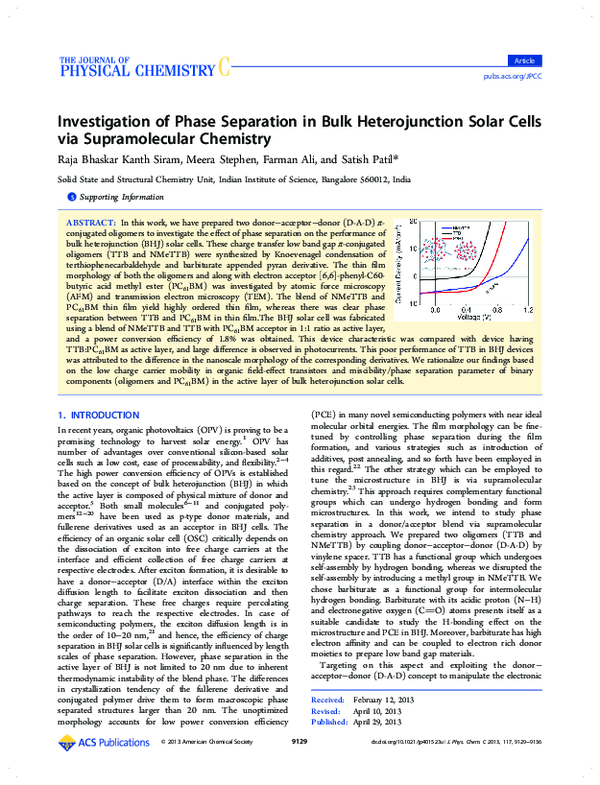 (PDF) Investigation of Phase Separation in Bulk Heterojunction Solar ...