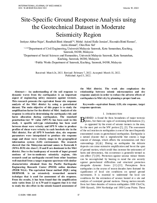 (PDF) Site-Specific Ground Response Analysis using the Geotechnical ...