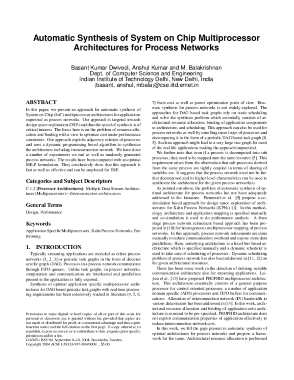 (PDF) Automatic synthesis of system on chip multiprocessor ...