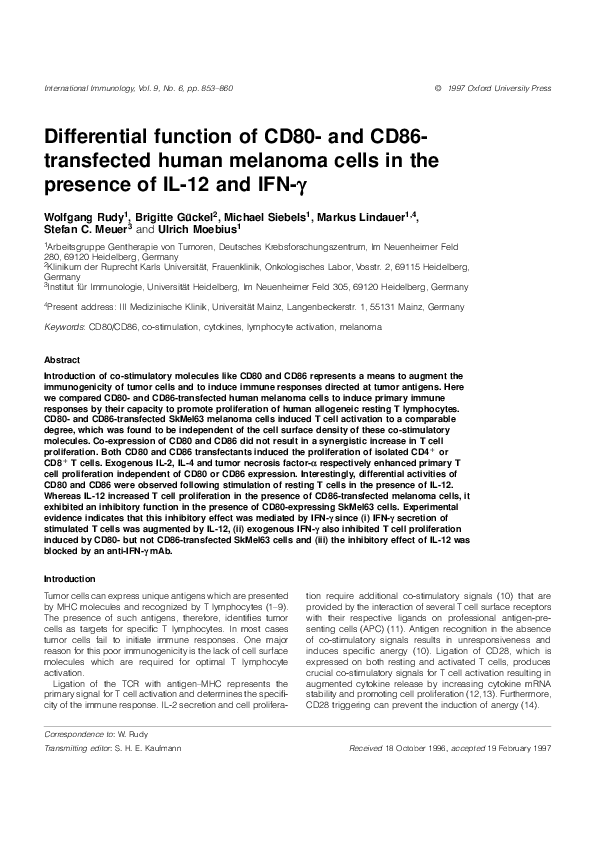 (PDF) Differential function of CD80- and CD86-transfected human ...