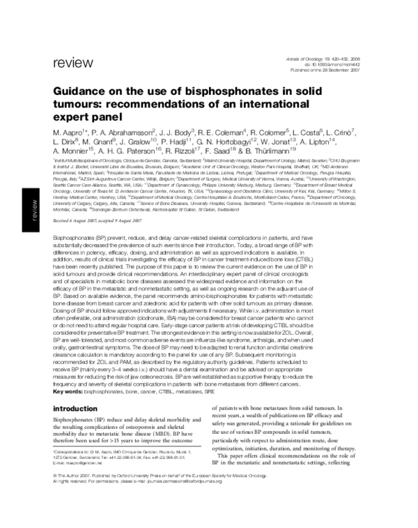 (PDF) Guidance on the use of bisphosphonates in solid tumours ...
