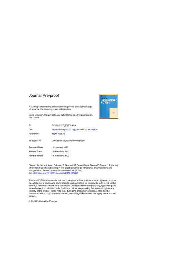 (PDF) A starting kit for training and establishing in vivo ...
