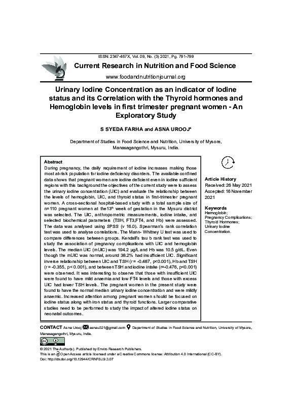 (PDF) Urinary Iodine Concentration as an Indicator of Iodine Status and ...