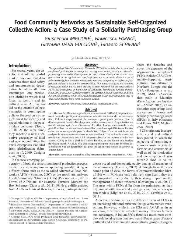 (PDF) Food Community Network as Sustainable Collective