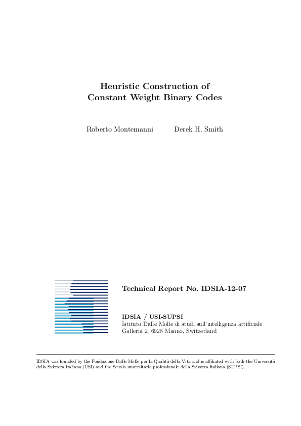 (PDF) Heuristic Algorithms for Constructing Binary Constant Weight Codes