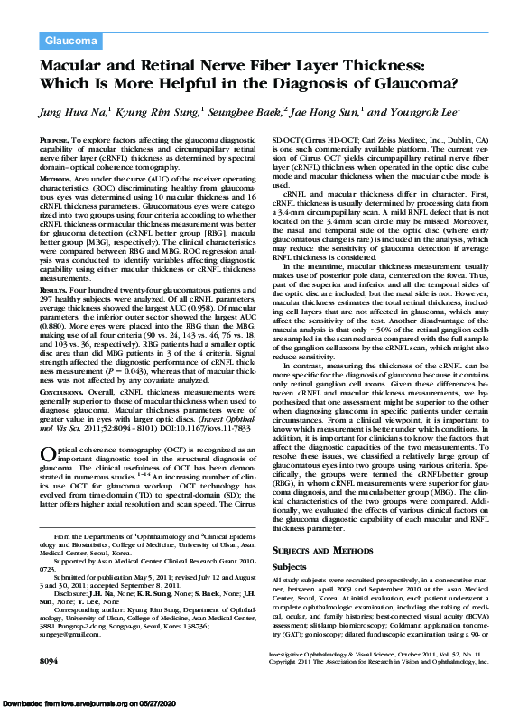 (PDF) Macular and Retinal Nerve Fiber Layer Thickness: Which Is More ...