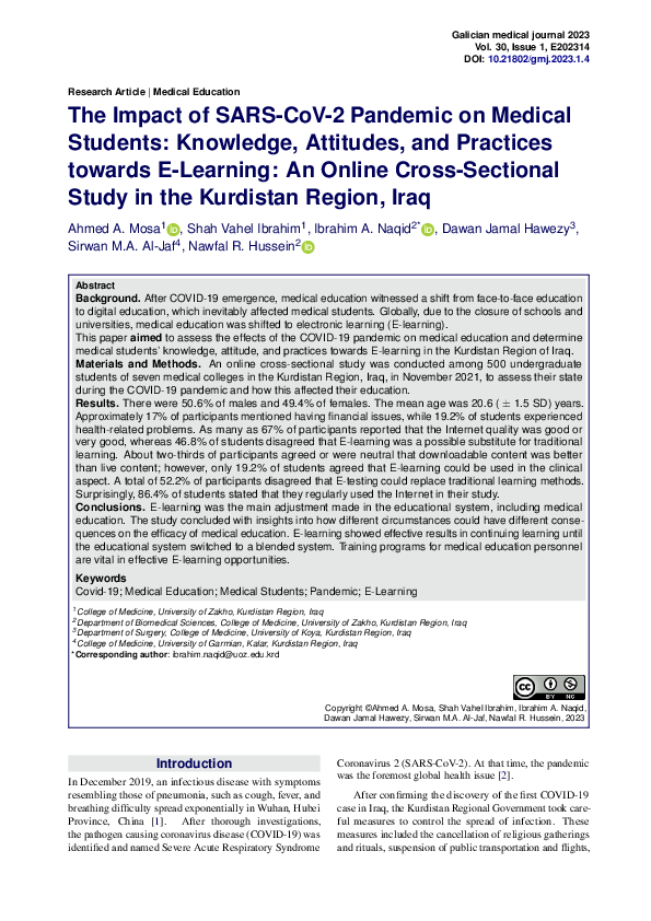 (PDF) The Impact of SARS-CoV-2 Pandemic on Medical Students: Knowledge ...