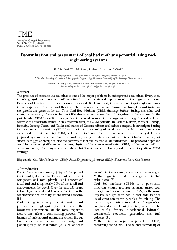 (PDF) Determination and assessment of coal bed methane potential using ...