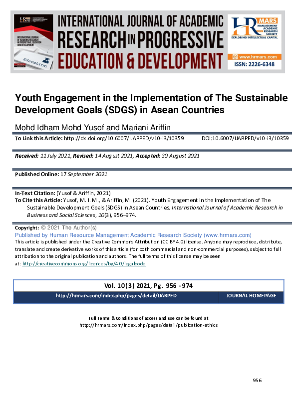(PDF) Youth Engagement in the Implementation of The Sustainable ...