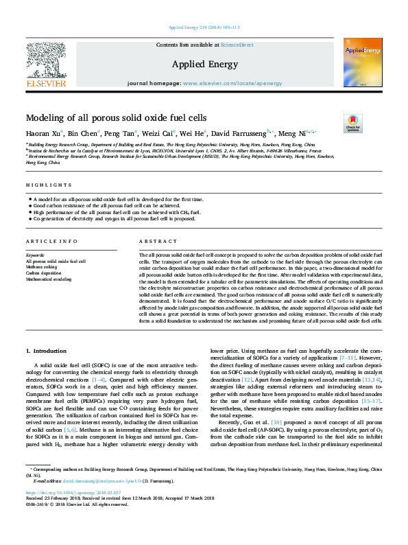 (PDF) Modeling of all porous solid oxide fuel cells
